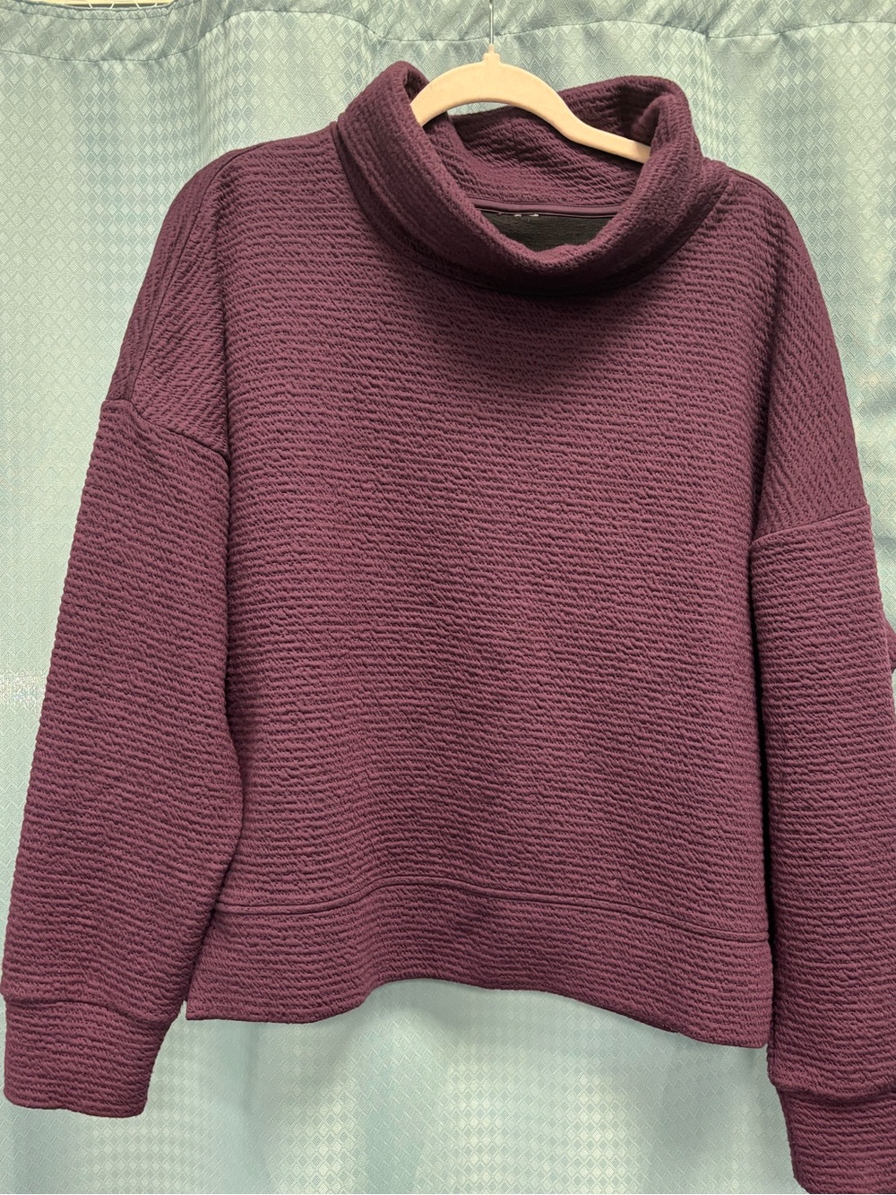 Plum Textured Loose Turtleneck Sweatshirt EUC Fits XL. No tags